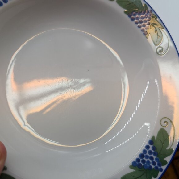 Dansk Provence Harvest Two Rim Soup Bowls Blue Green Some Scuffing Wear Used - Picture 3 of 6